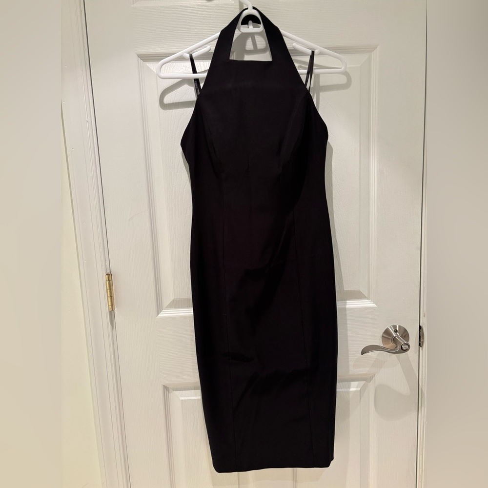 Laundry By Shelli Segal Black Halter Midi Cocktail Dress